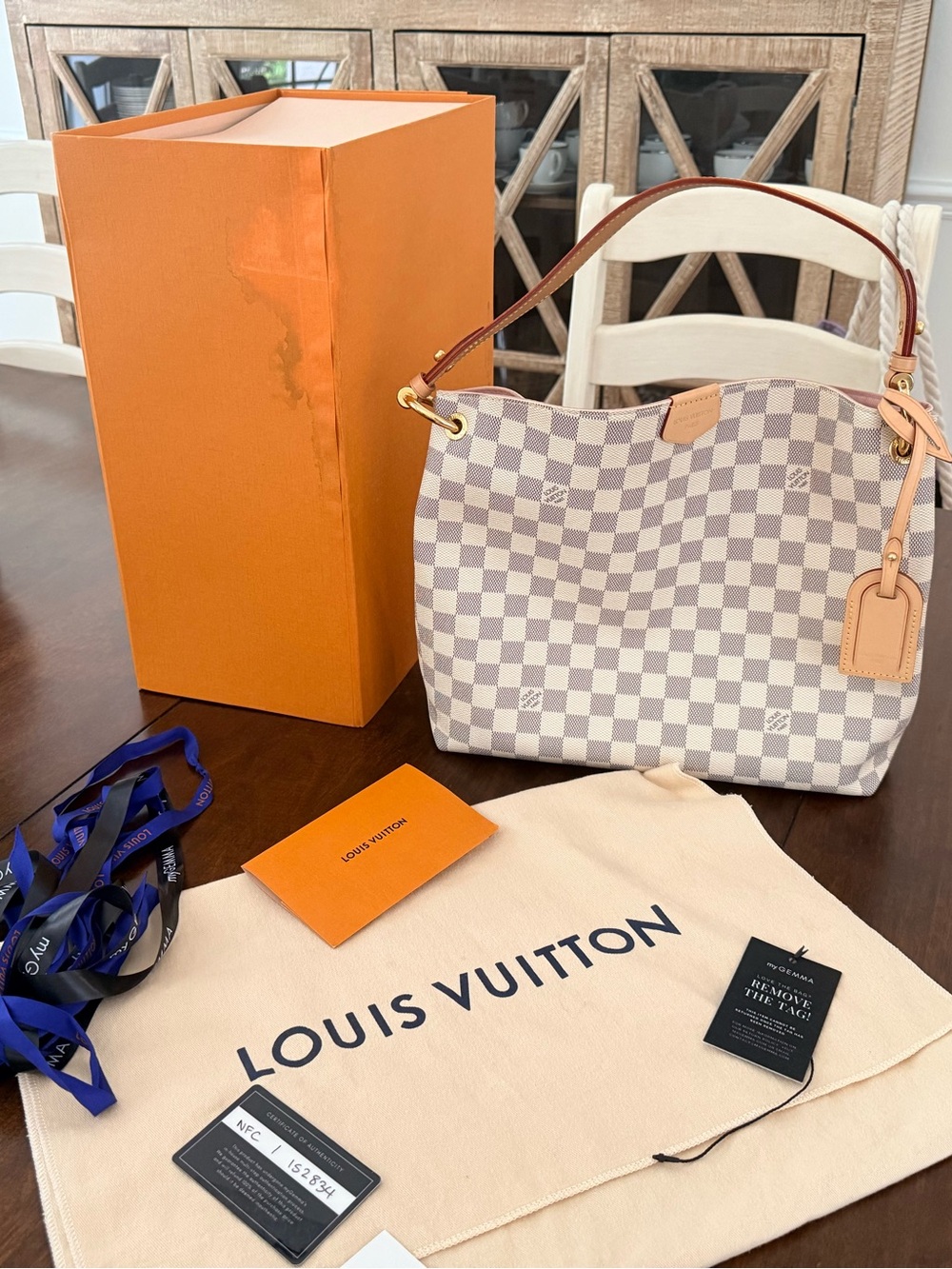 Louis Vuitton Damier Azur Graceful PM with rose ballerine interior - Picture 8 of 15
